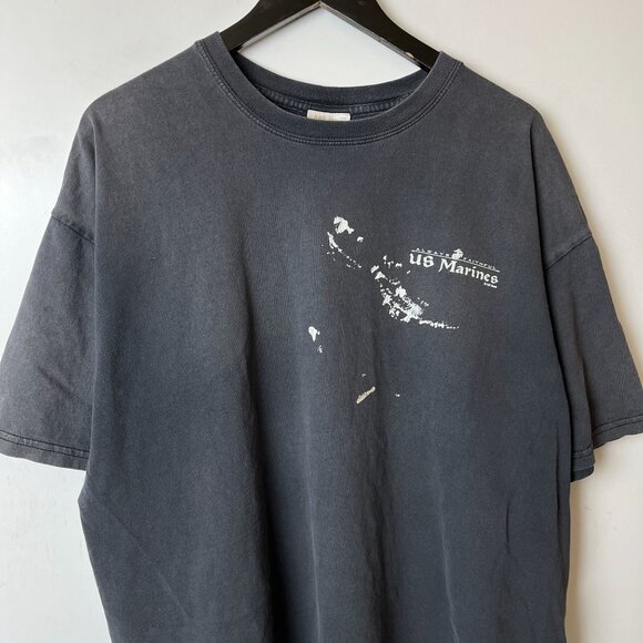 Distressed US Marines T Shirt Vintage Y2K Adult Gray Extra Large XL Graphic Tee - Picture 11 of 16